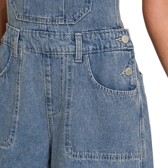 Zenana Denim Medium Washed Wide Leg Overalls - Picture 11 of 15